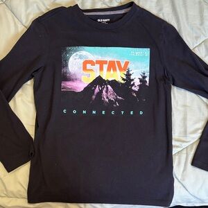 Old Navy Kids Navy Stay Connected Long Sleeve Tee Boys Size Large